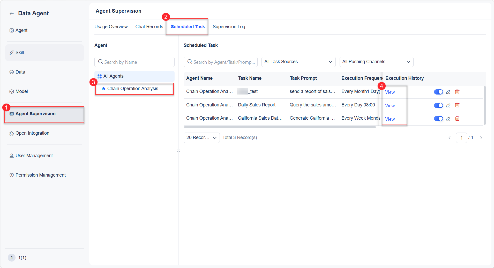 Scheduled Task (Supervision)- Data Agent Help Doc