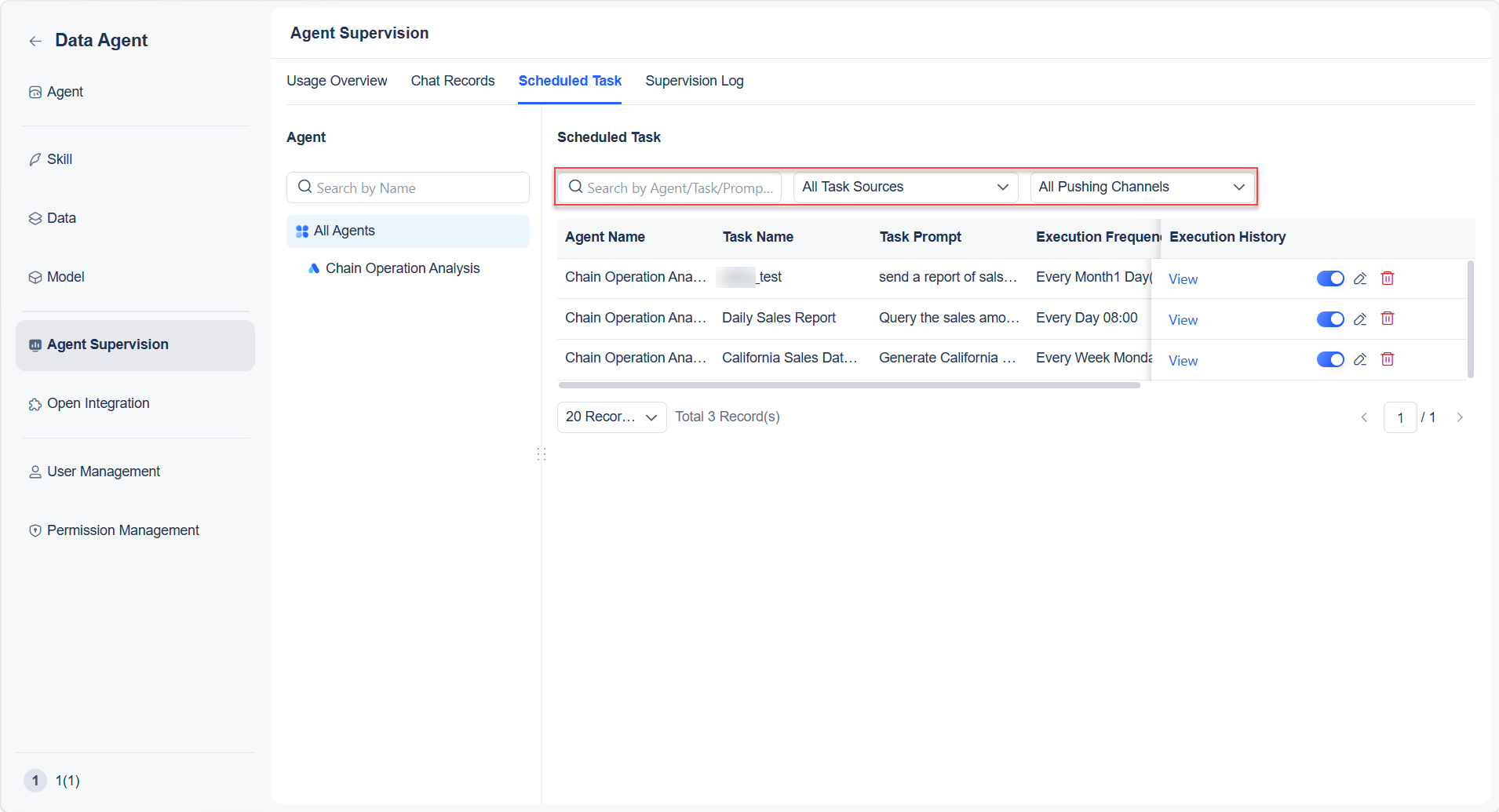 Scheduled Task (Supervision)- Data Agent Help Doc
