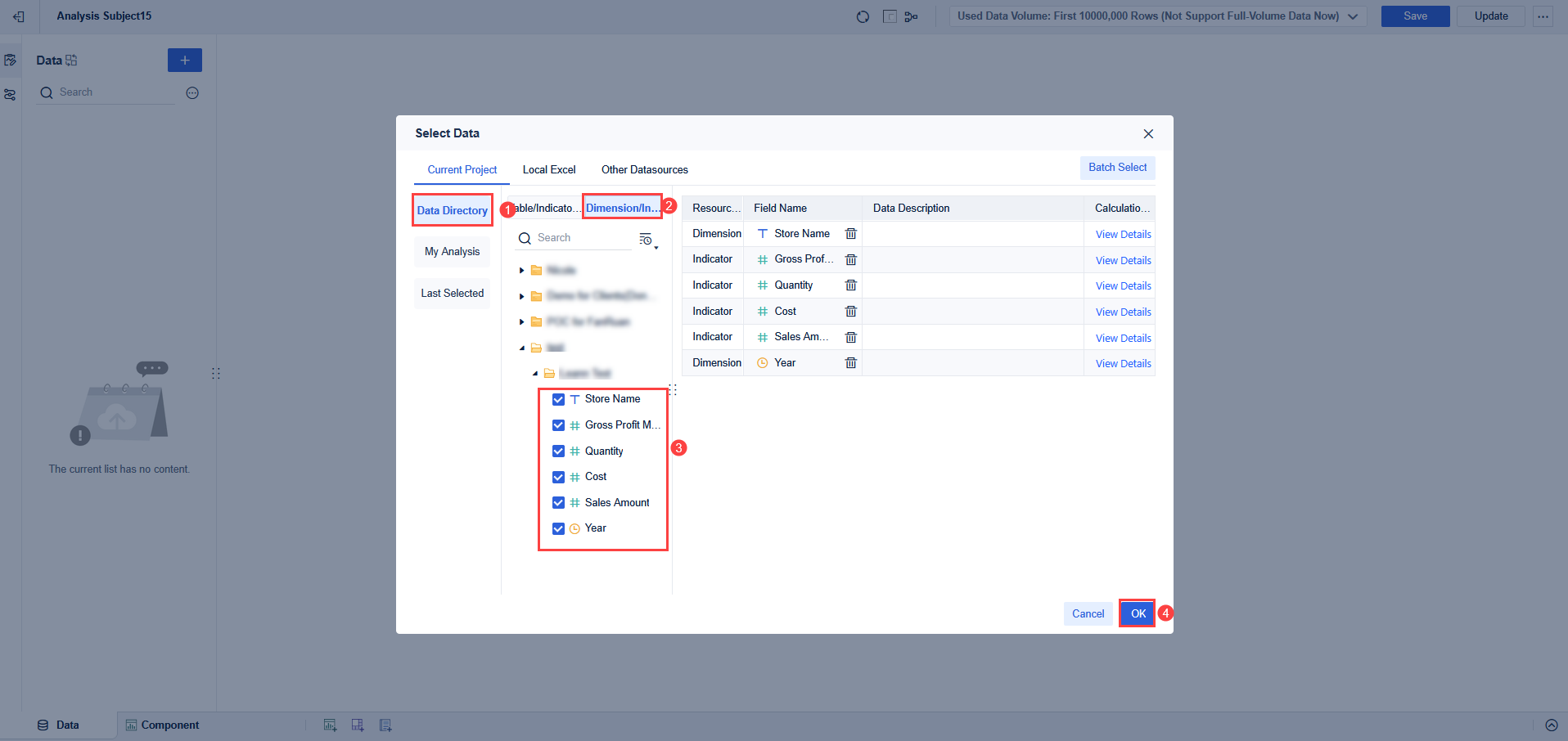Converting the Added Data to a Table- FineBI Help Document 7.0
