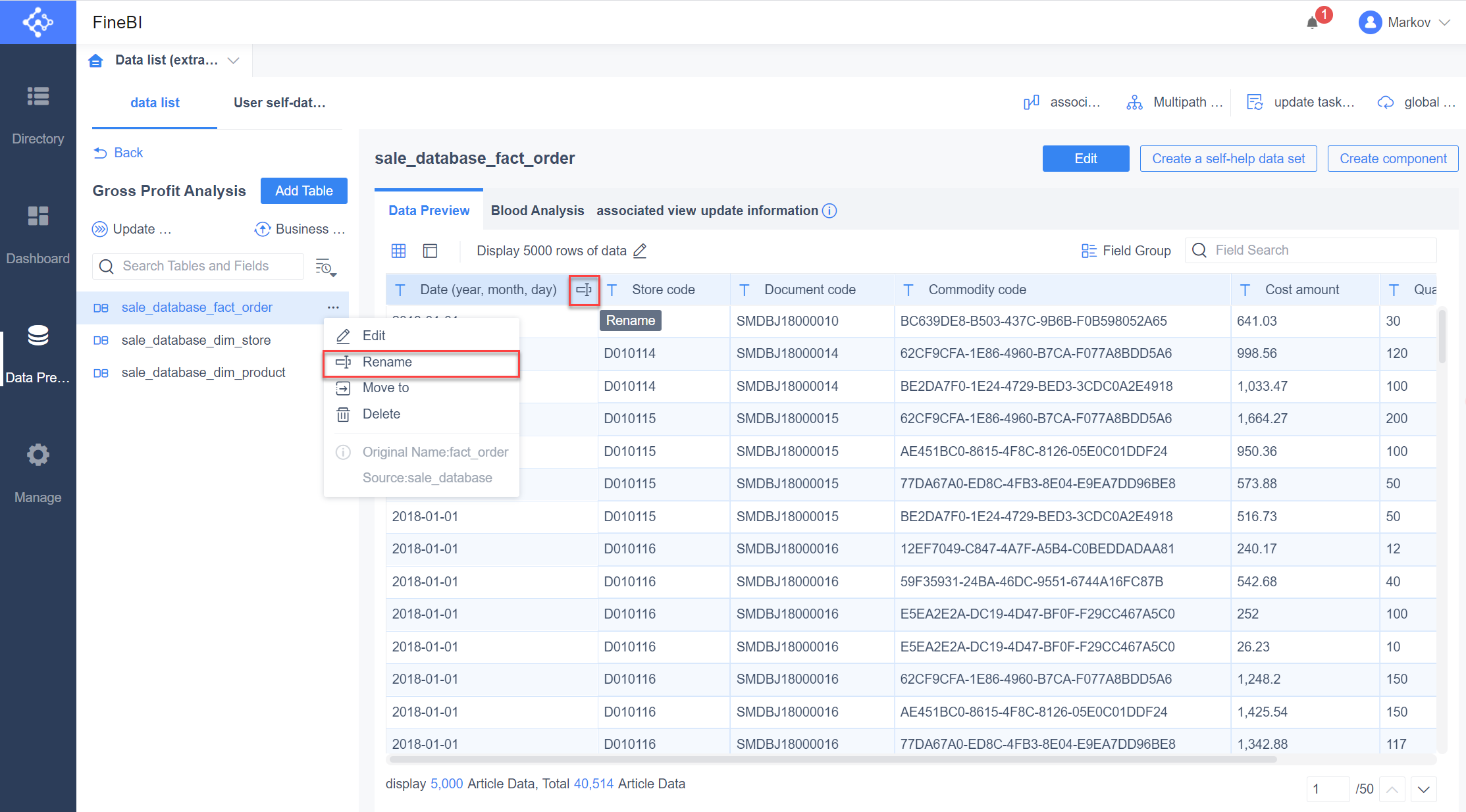 Quick start for data preparation- FineBI Help Document FineBI Document