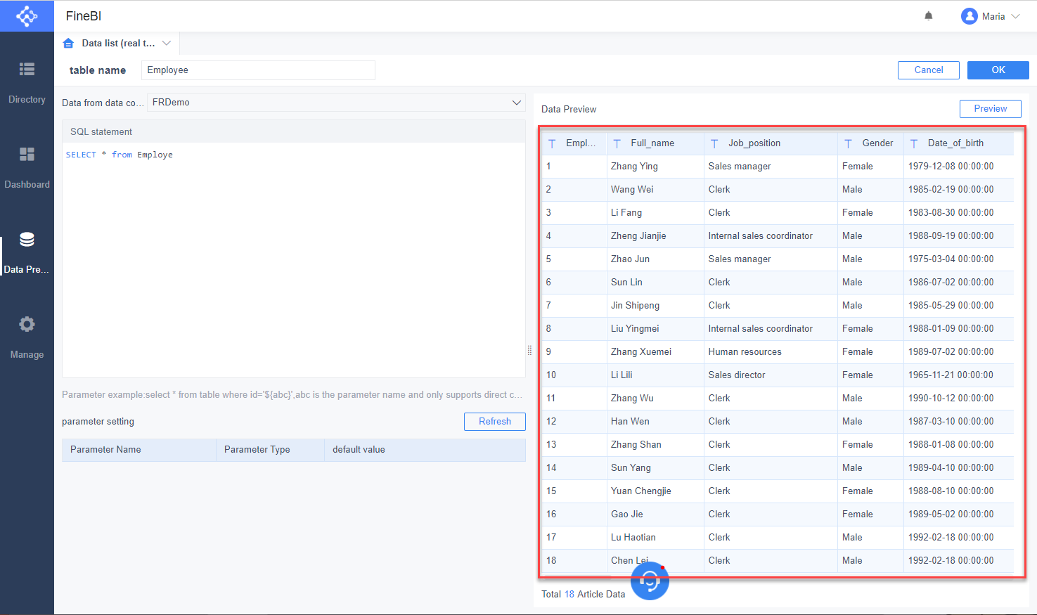 Real-time data (direct connection)- FineBI Help Document FineBI Document