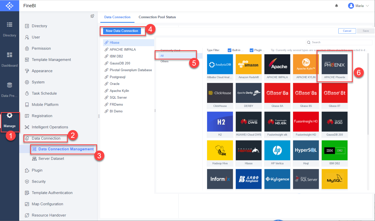 Phoenix Database Connection Box Apache Phoenix data connection- FineBI Help Document FineBI Document