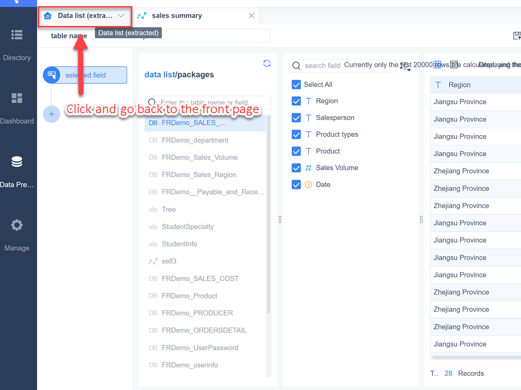 Manage self-service dataset- FineBI Help Document FineBI Document