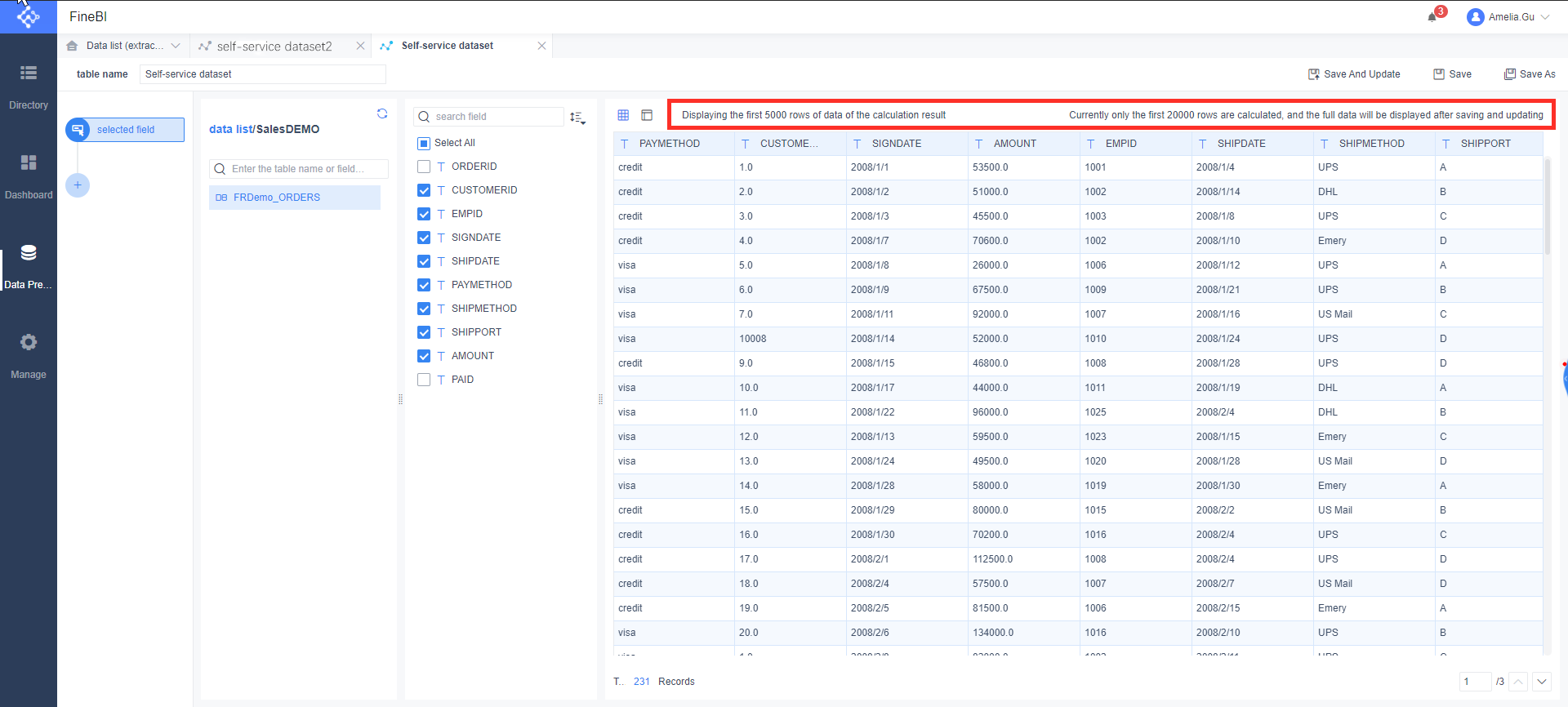 Self-service dataset of processing property- FineBI Help Document ...