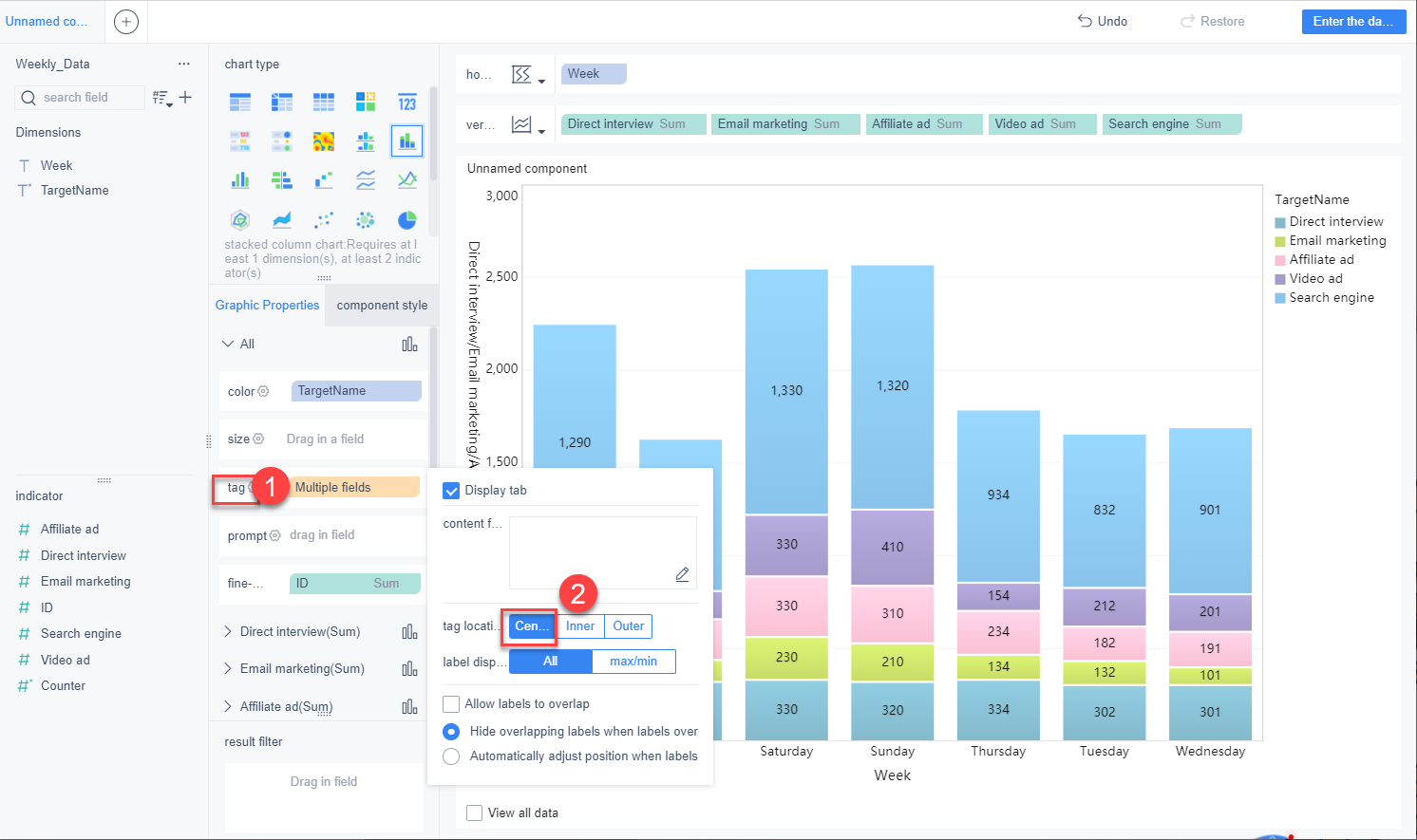 Stacked column chart- FineBI Help Document FineBI Document