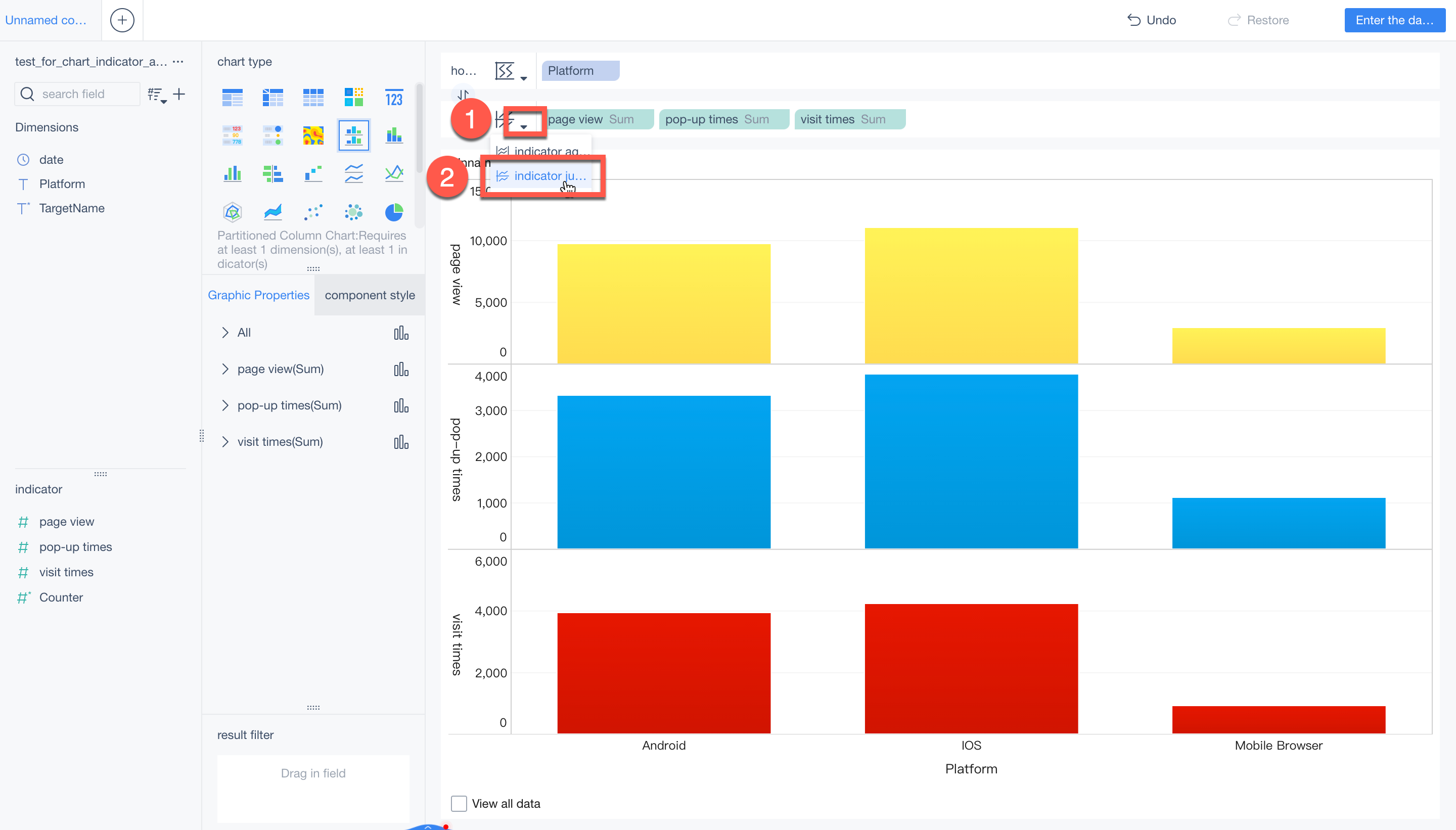 Chart indicator aggregation/juxtapose- FineBI Help Document FineBI Document