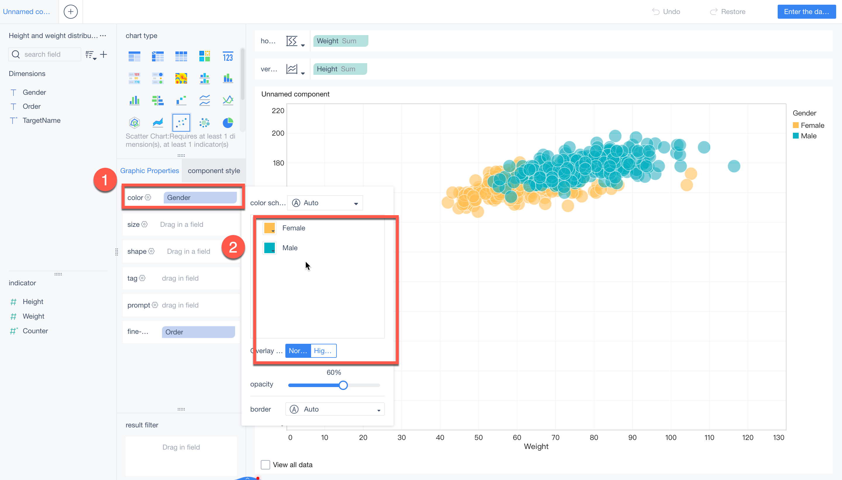 Scatter chart- FineBI Help Document FineBI Document