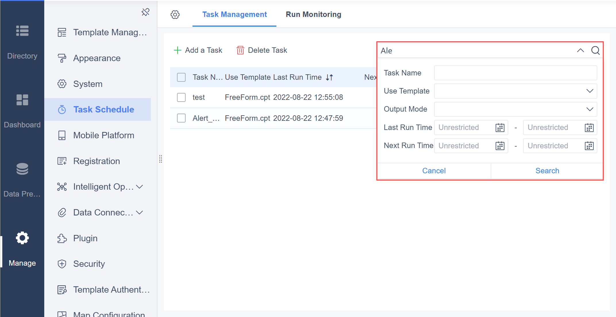 Task Schedule with Task Management- FineBI Help Document FineBI Document