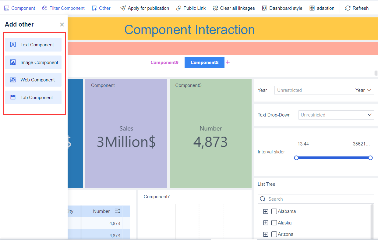 Introduction to Component Interactivity- FineBI Help Document 7.0