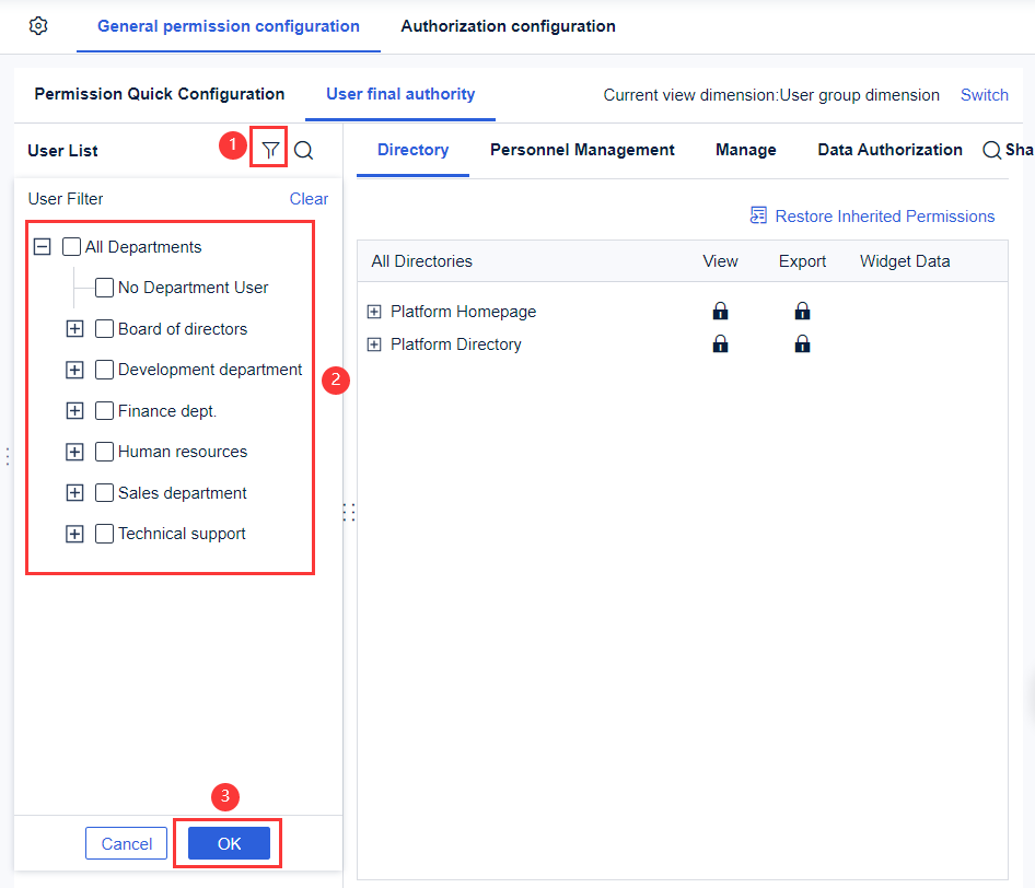 Assigning Permissions Based on Users- FineBI Help Document 7.0