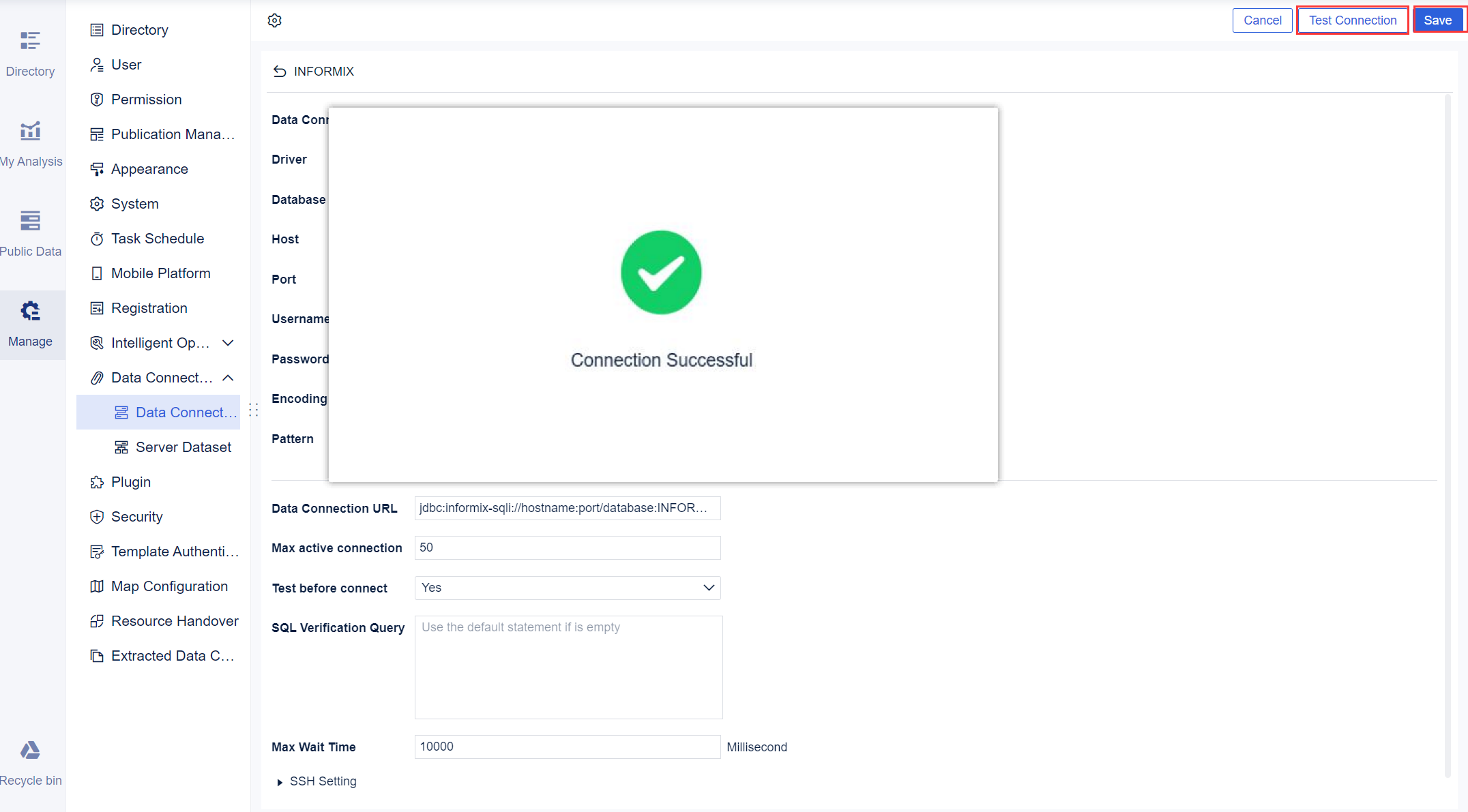 Data Connection to INFROMIX- FineBI Help Document 7.0
