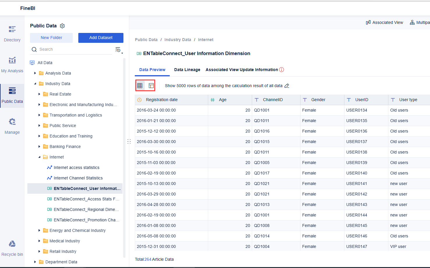 Data Preview- FineBI Help Document 7.0
