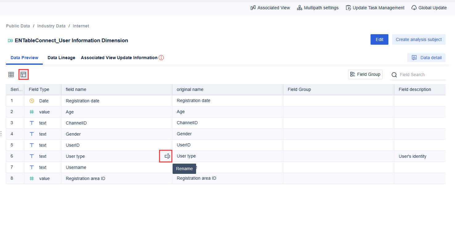 Data Preview- FineBI Help Document 7.0