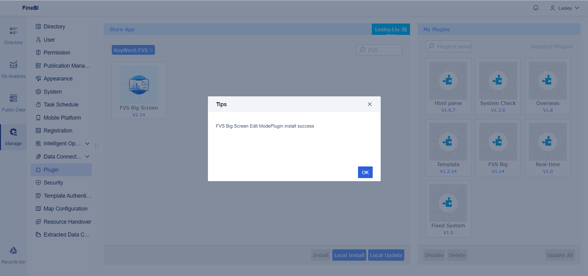 Plugin Management- FineBI Help Document 7.0