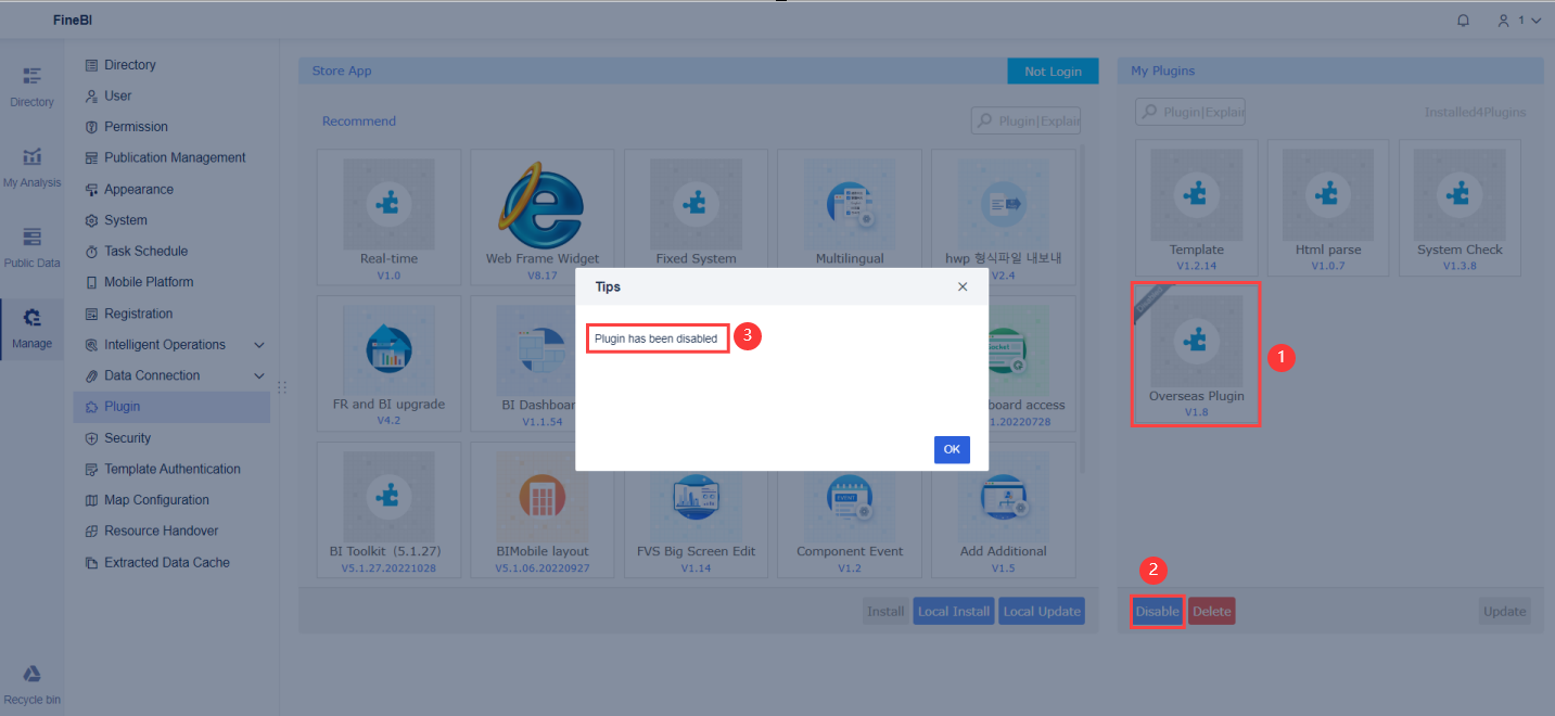 Plugin Management- FineBI Help Document 7.0