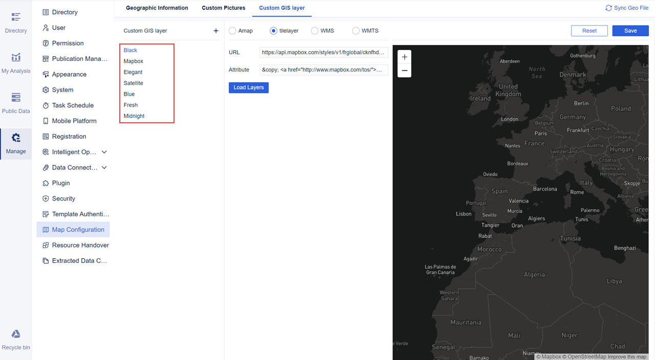 Replacing the Mapbox Map Token- FineBI Help Document 7.0