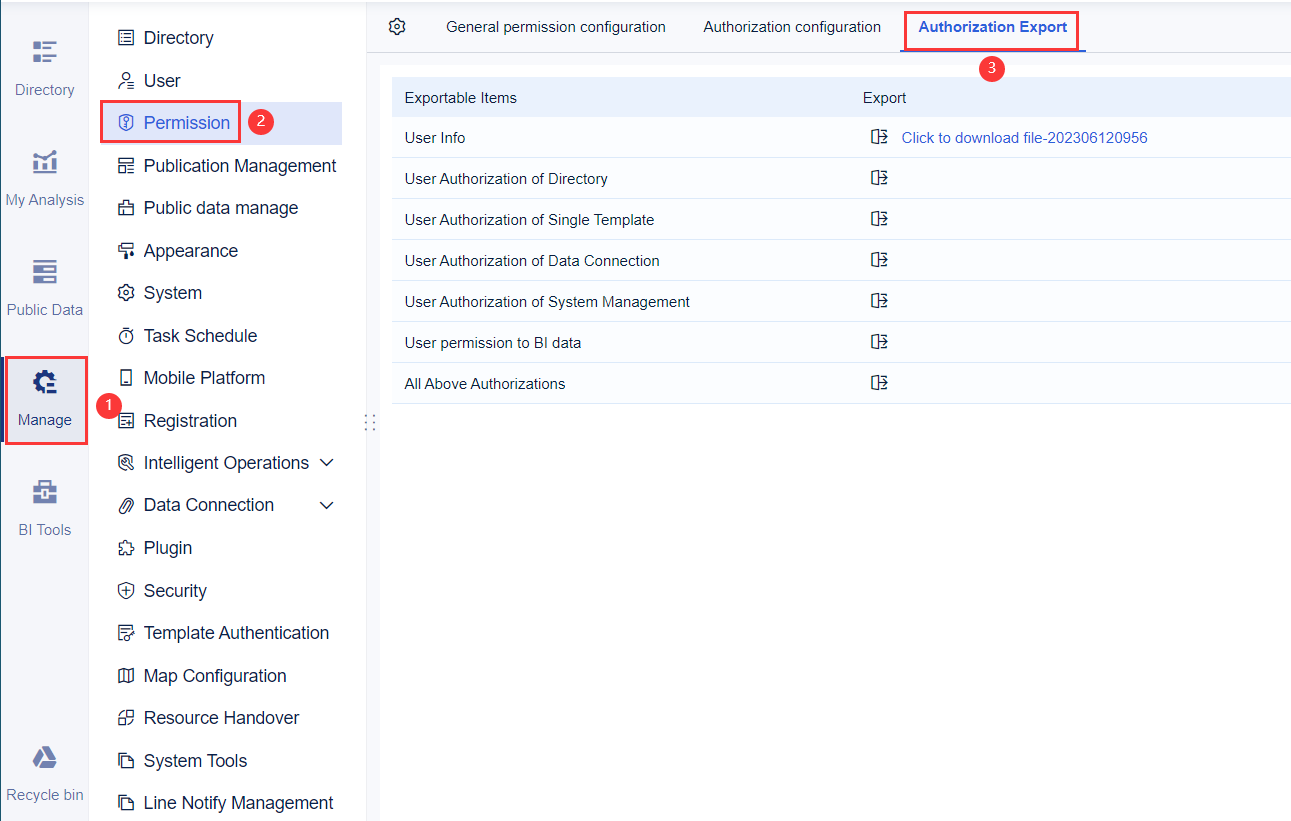Permission Export Plugin- FineBI Help Document 7.0