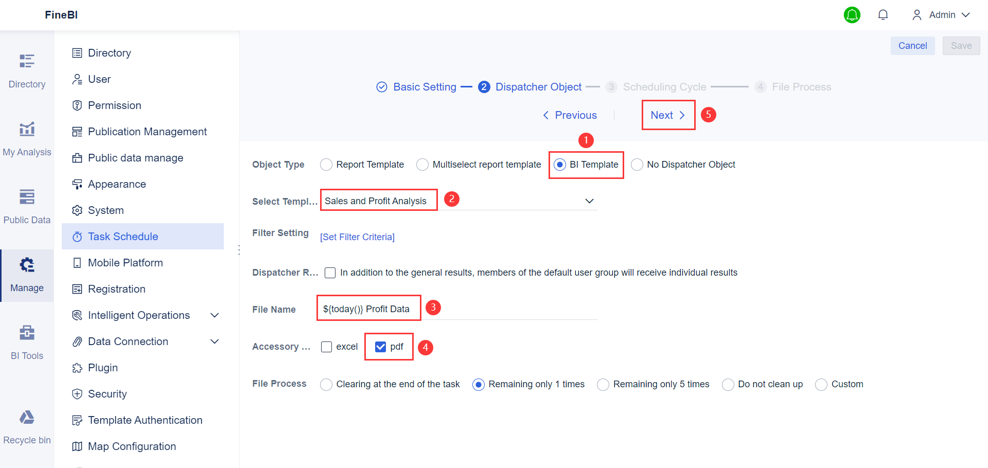 Component Alert in Task Schedule- FineBI Help Document 7.0