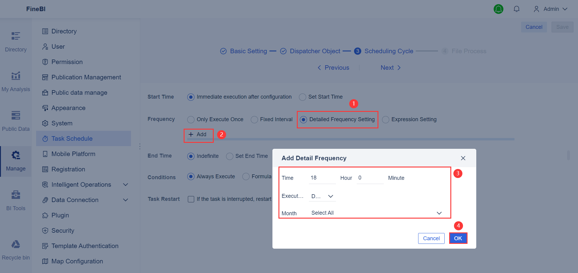 Component Alert in Task Schedule- FineBI Help Document 7.0