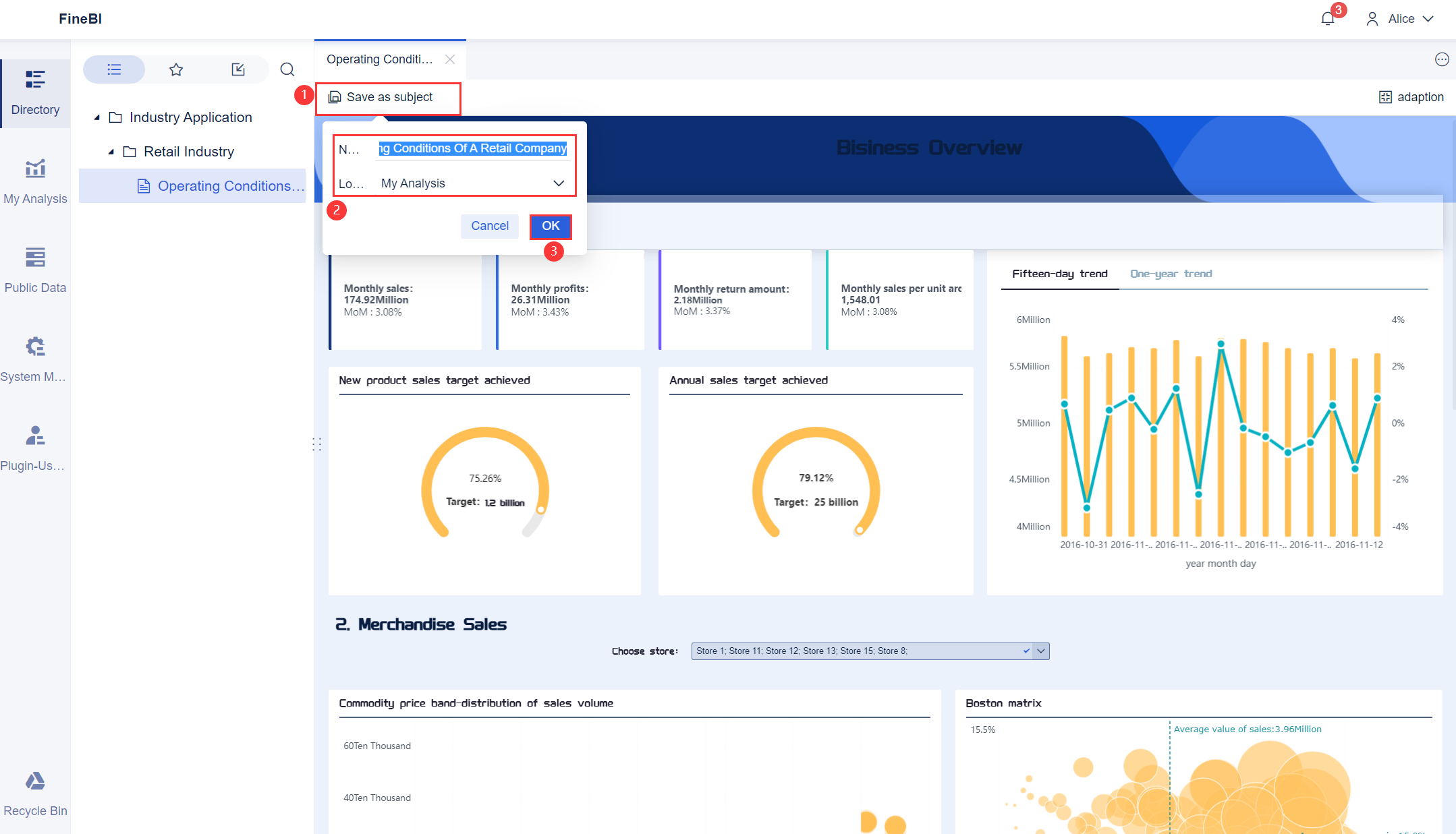 Sunject Directory Directory Saving as Subject Permission- FineBI Help Document 7.0