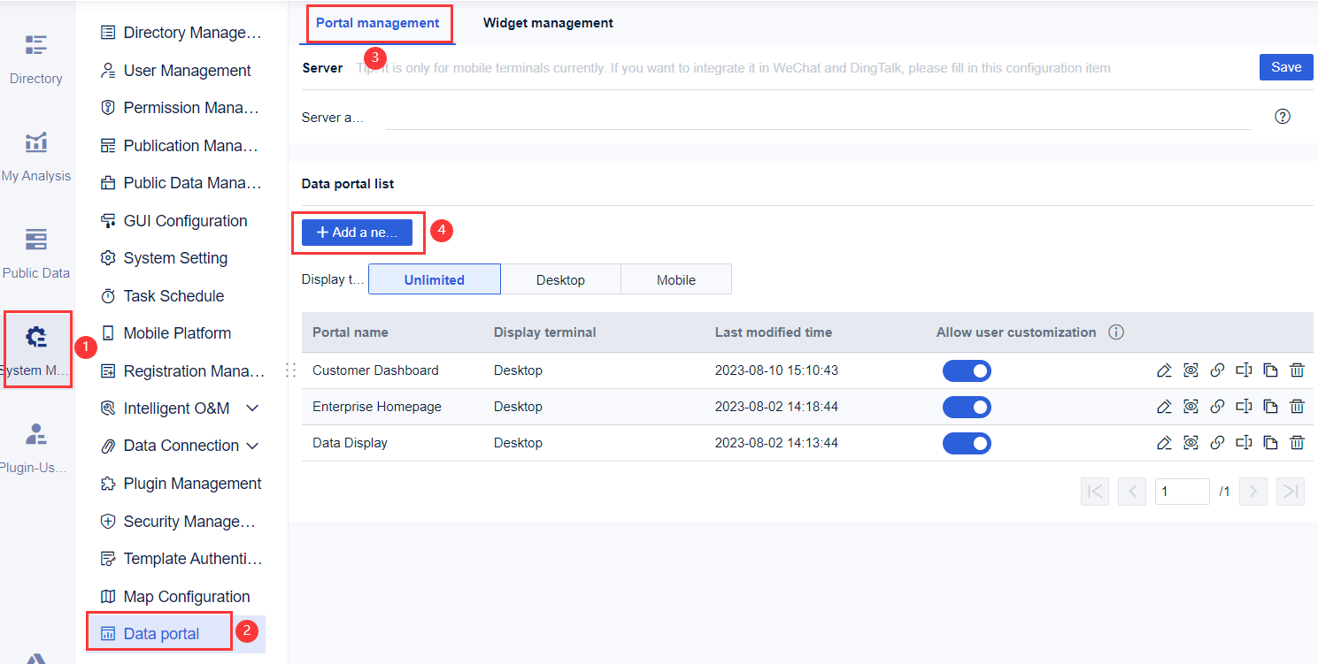 Data Portal Examples Example for Using Data Portal- FineBI Help Document 7.0