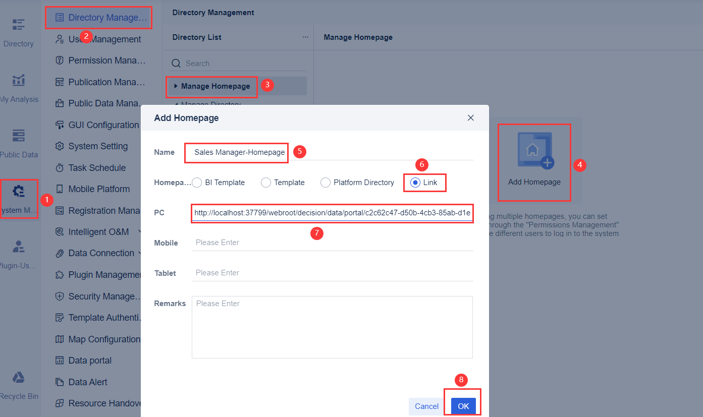 Example for Using Data Portal- FineBI Help Document 7.0