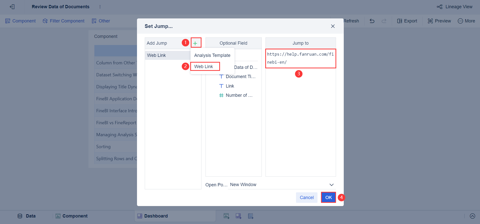 Jumping to a Web Link- FineBI Help Document 7.0