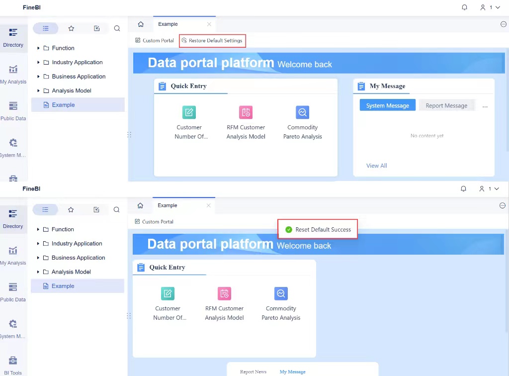 Data Portal Examples Customizing a Data Portal- FineBI Help Document 7.0