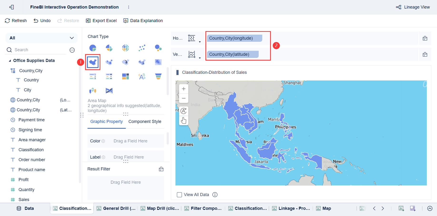 Map Drilling- FineBI Help Document 7.0
