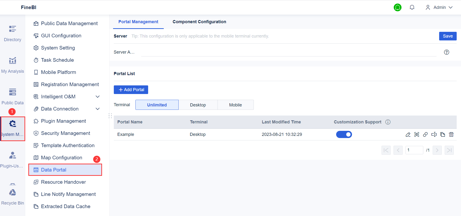 Introduction to Data Portal Plugin Installation- FineBI Help Document 7.0