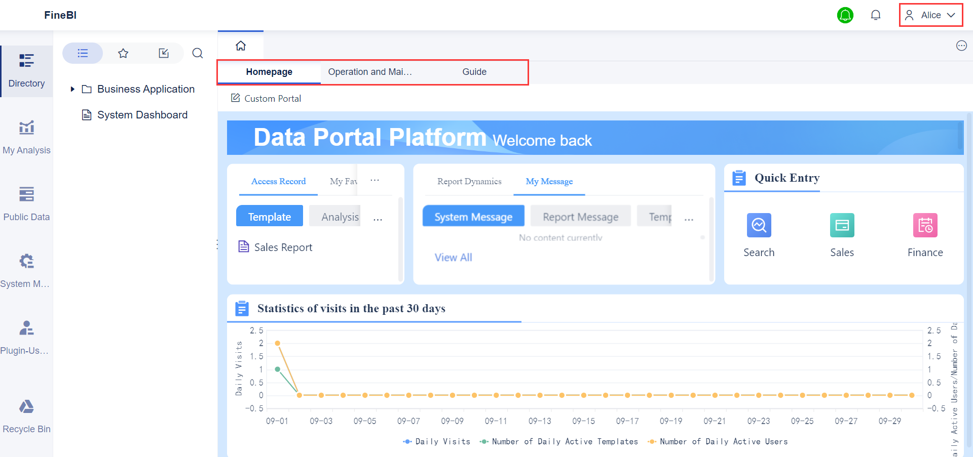 Viewing and Using Data Portal- FineBI Help Document 7.0
