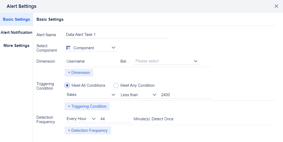 [Dynamic Receiver] Data Alert Task Example- FineBI Help Document 7.0