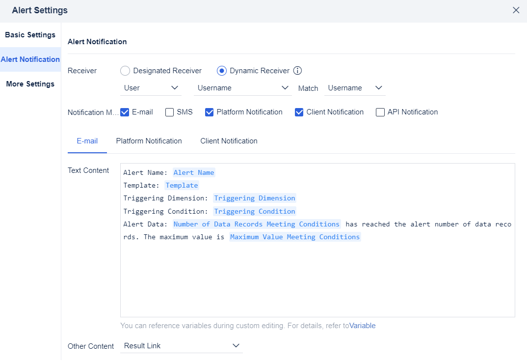 [Dynamic Receiver] Data Alert Task Example- FineBI Help Document 7.0