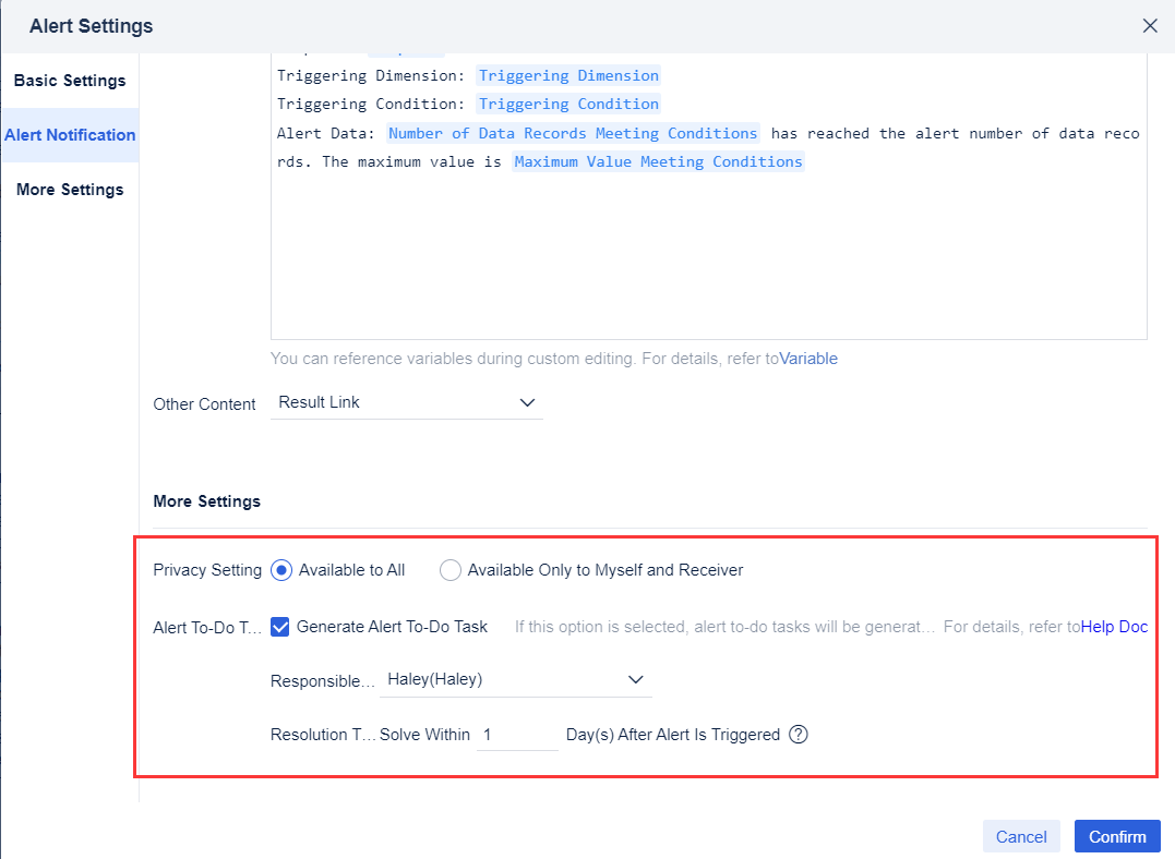 Data Alert Plugin Examples- FineBI Help Document 7.0