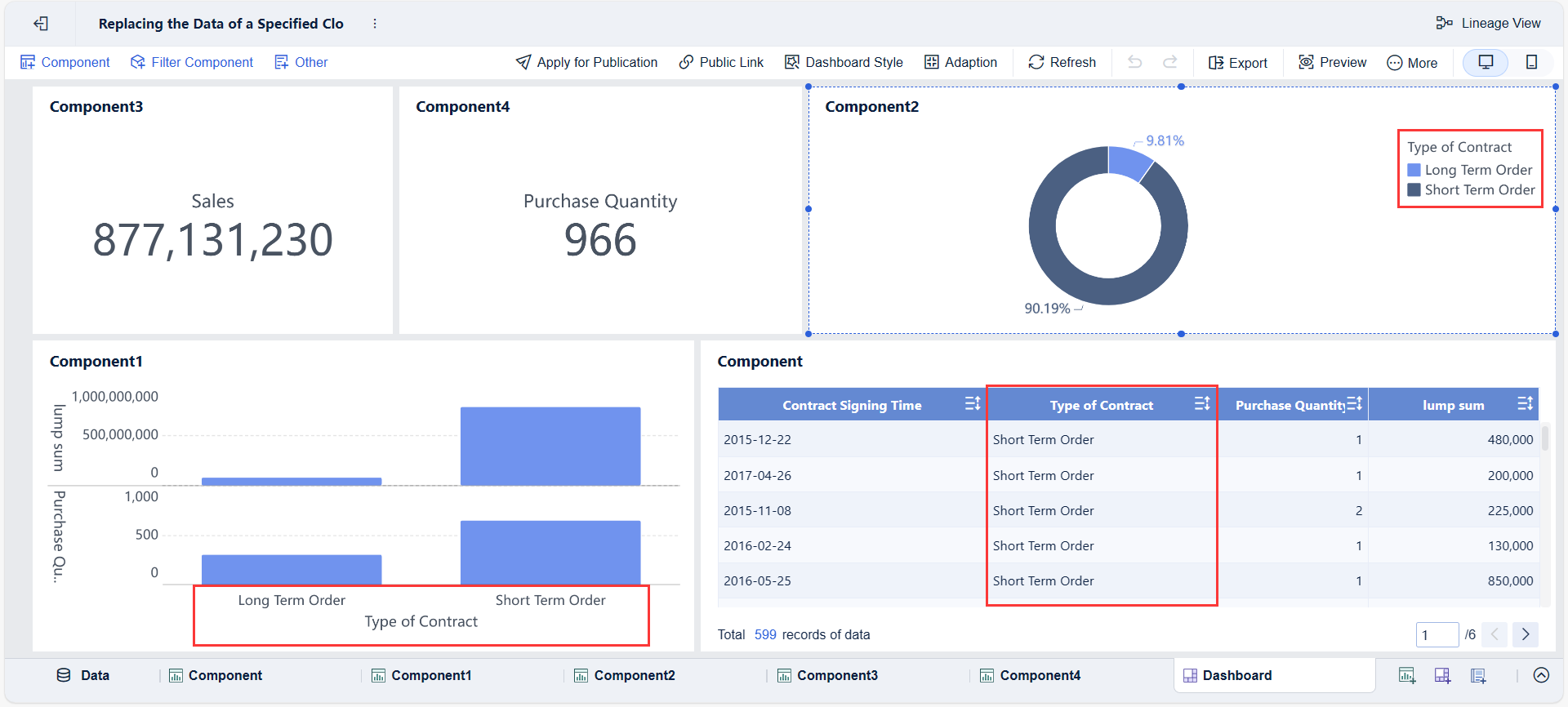 Replacing the Data of a Specified Column- FineBI Help Document