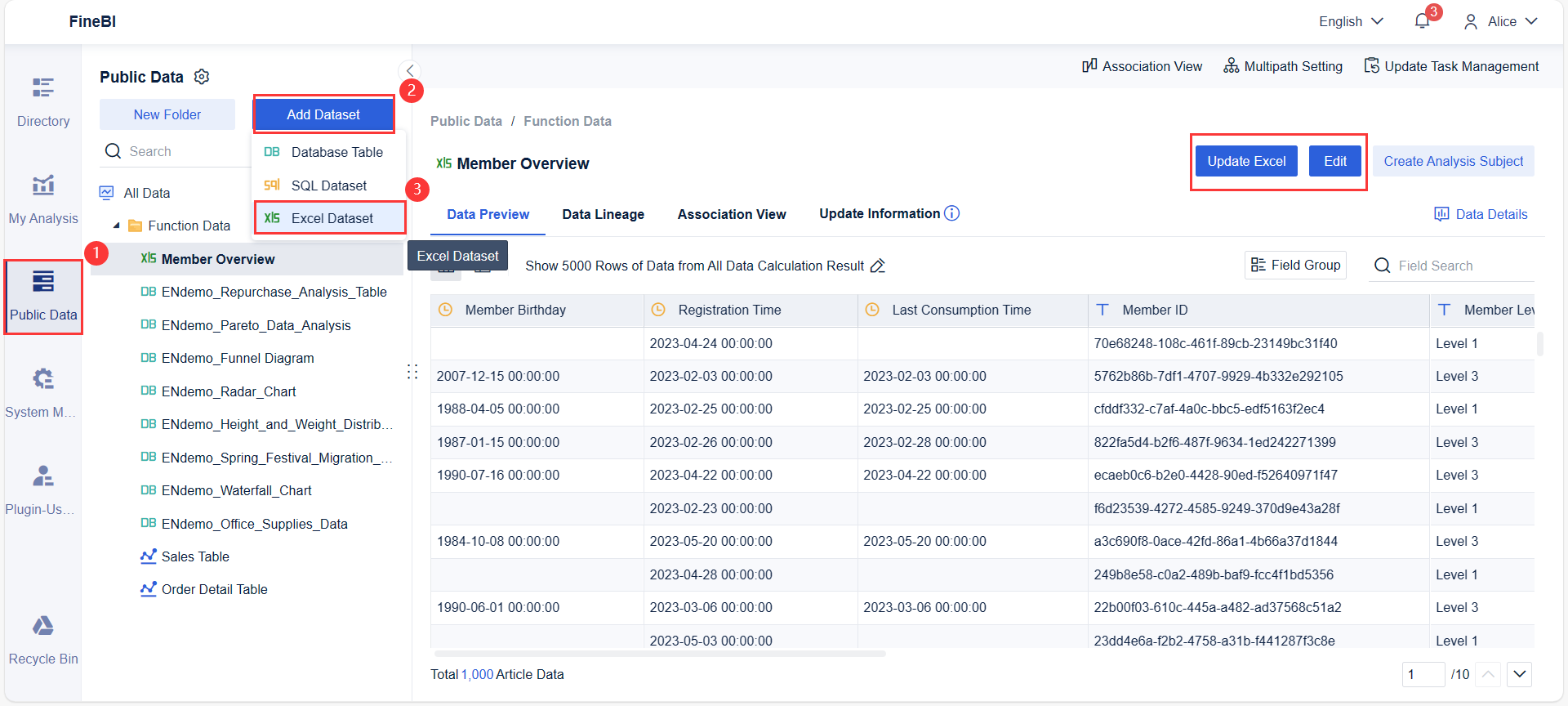 Public Data Management Permission- FineBI Help Document