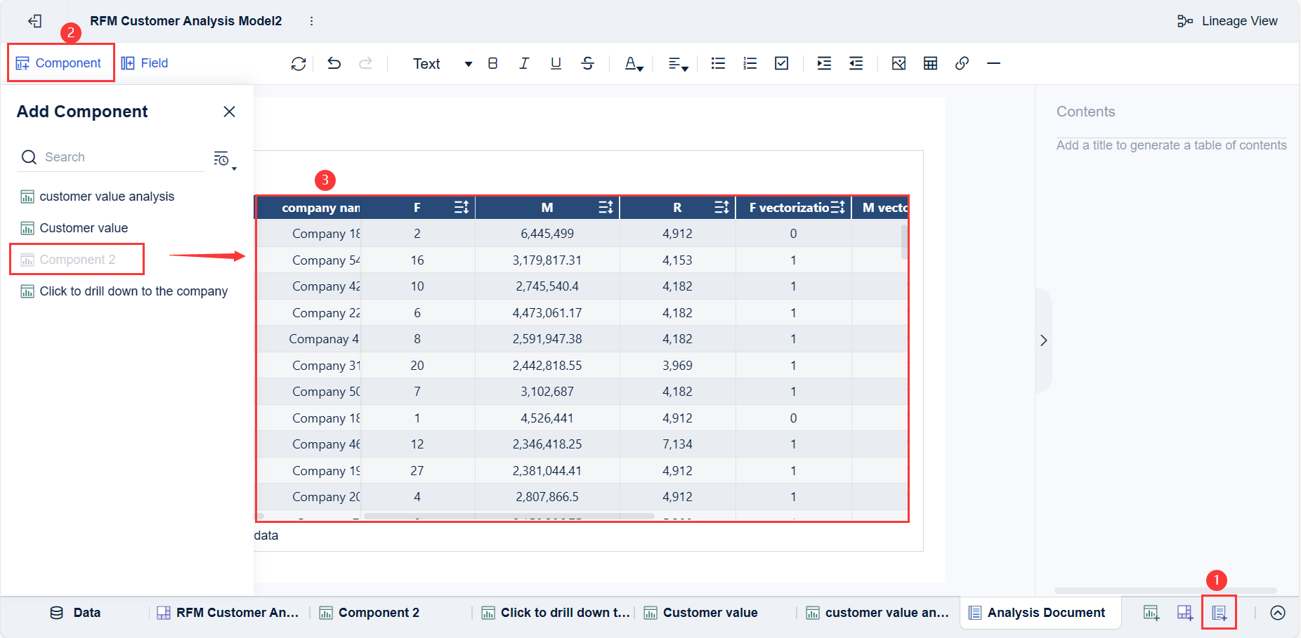 Adding a Component to an Analysis Document- FineBI Help Document
