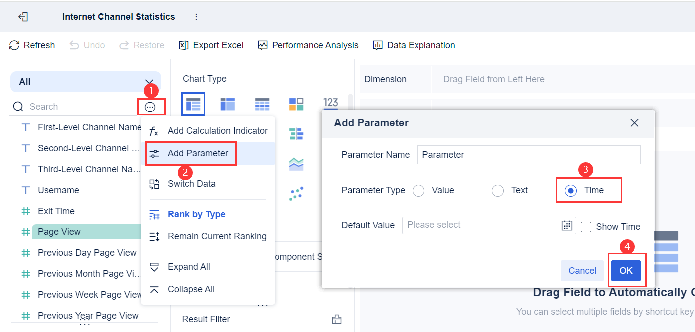 Day/Week/Month/Year Data Dynamic Display- FineBI Help Document 7.0