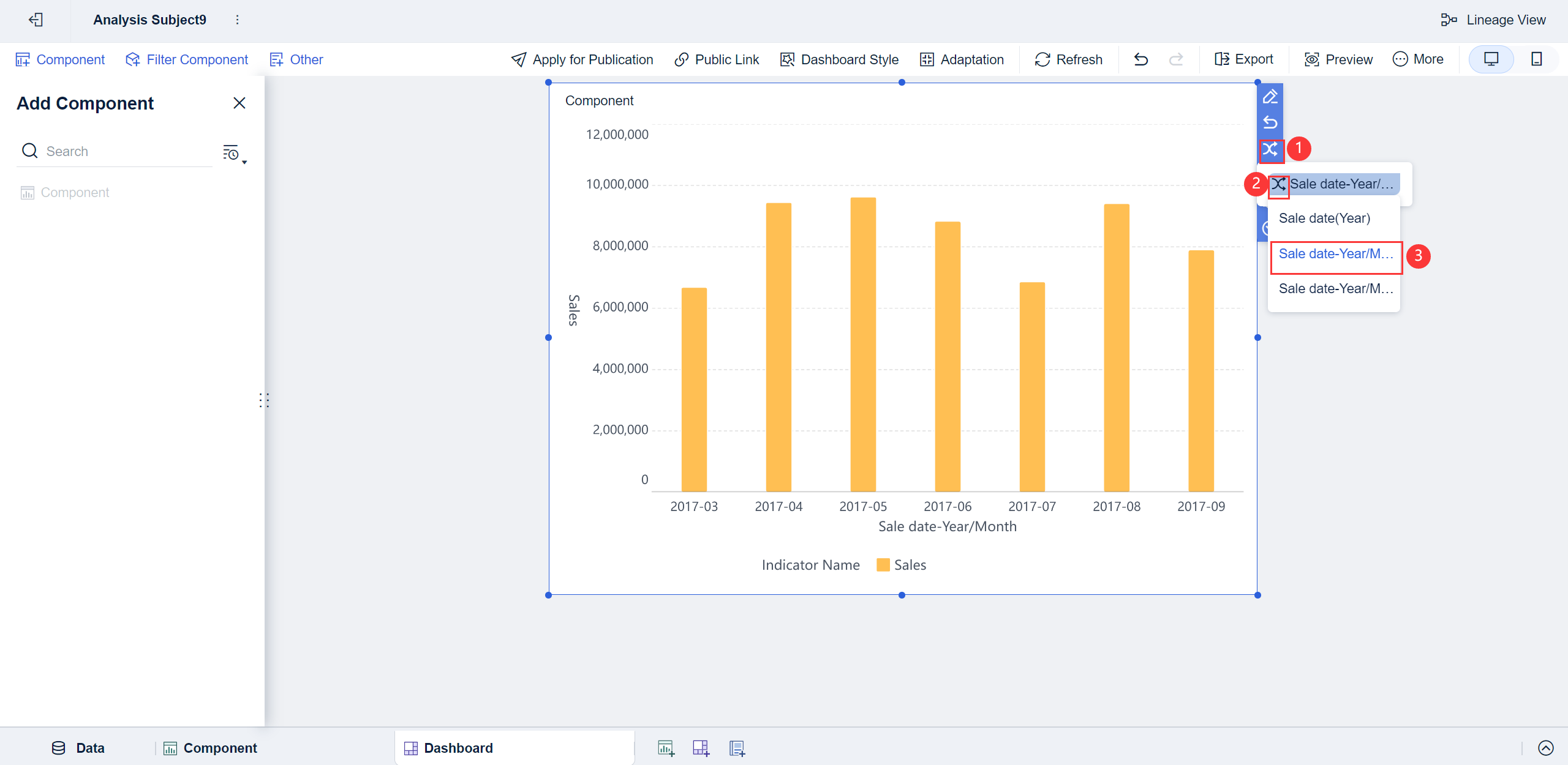 Component Dimension Switching- FineBI Help Document 7.0