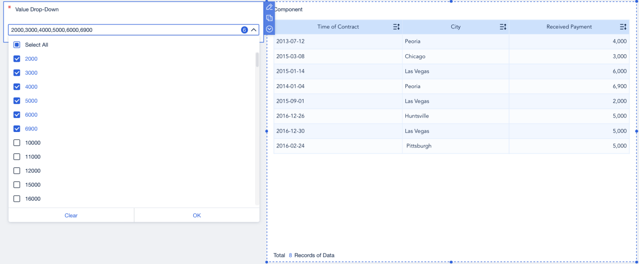 Value Filter Component- FineBI Help Document 7.0