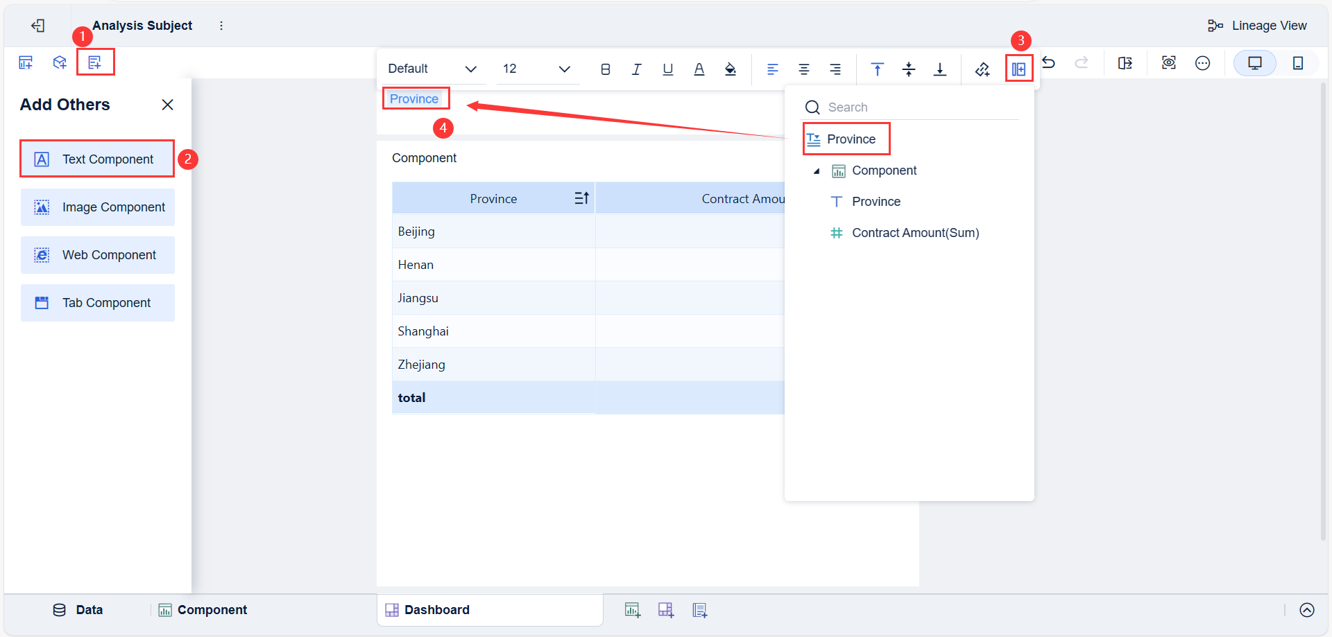 Help Text Form Component Text Component's Texts Changing with Filtering Conditions- FineBI Help ...