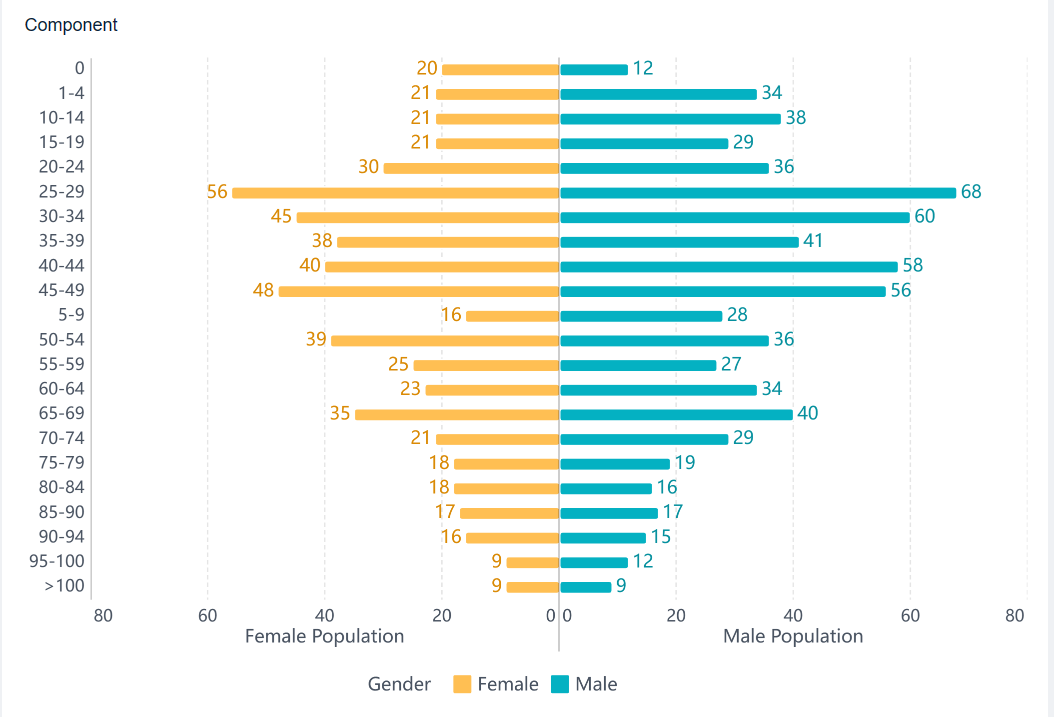 Multiple Population Line Graph Pyramid Population Pyramid Chart- FineBI Help Document 7.0