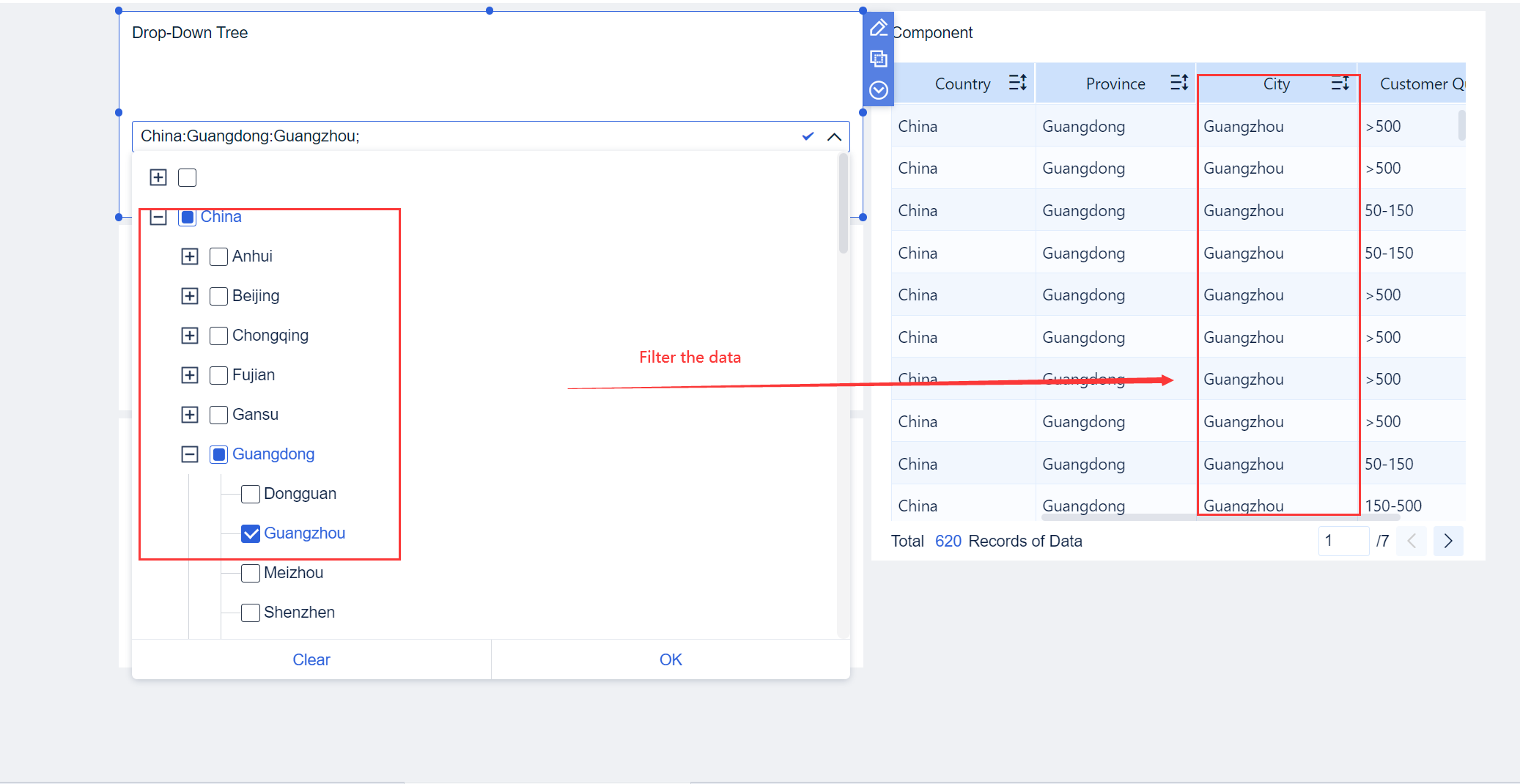 Tree Filter Component- FineBI Help Document