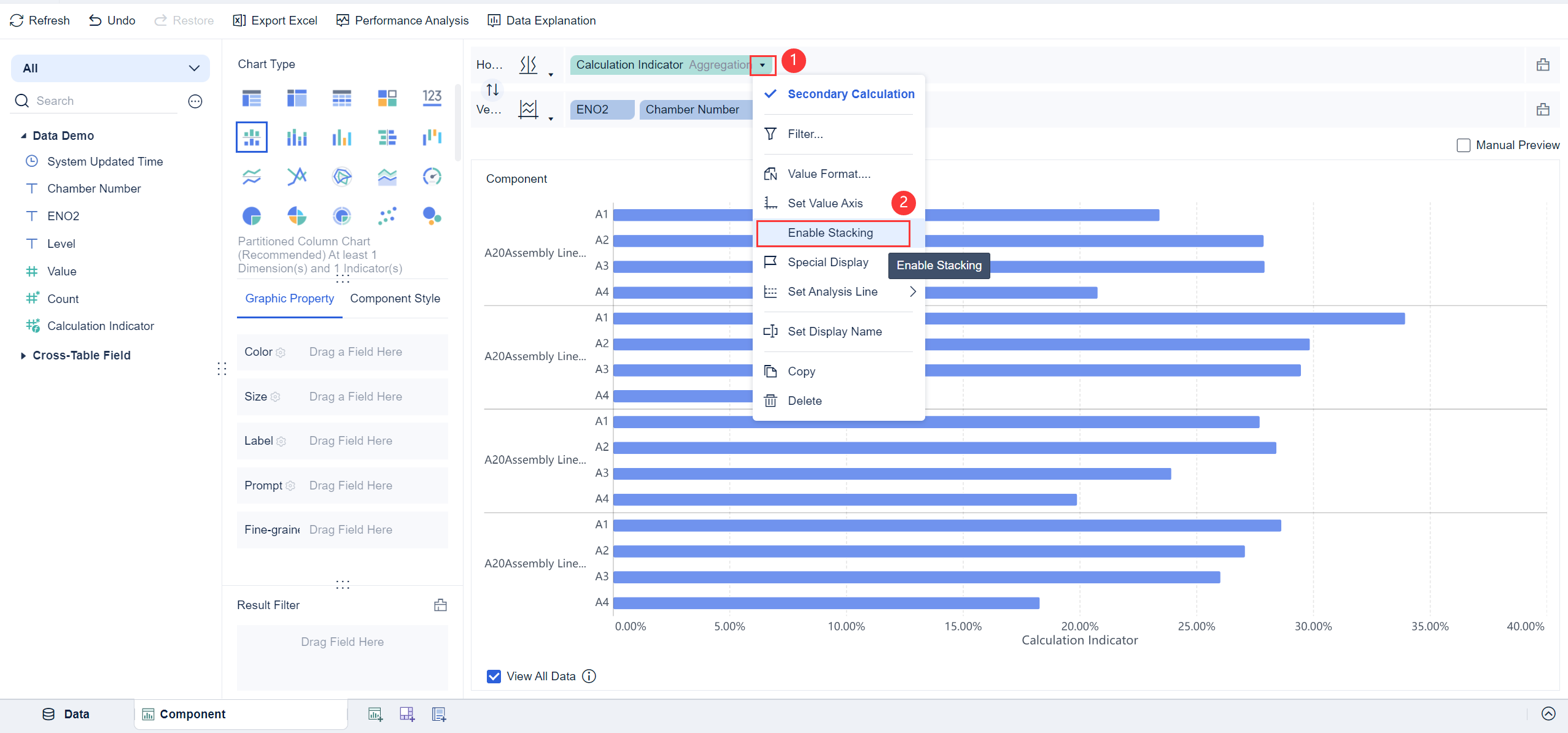 Multi-Series Percentage Stacked Bar Chart- FineBI Help Document