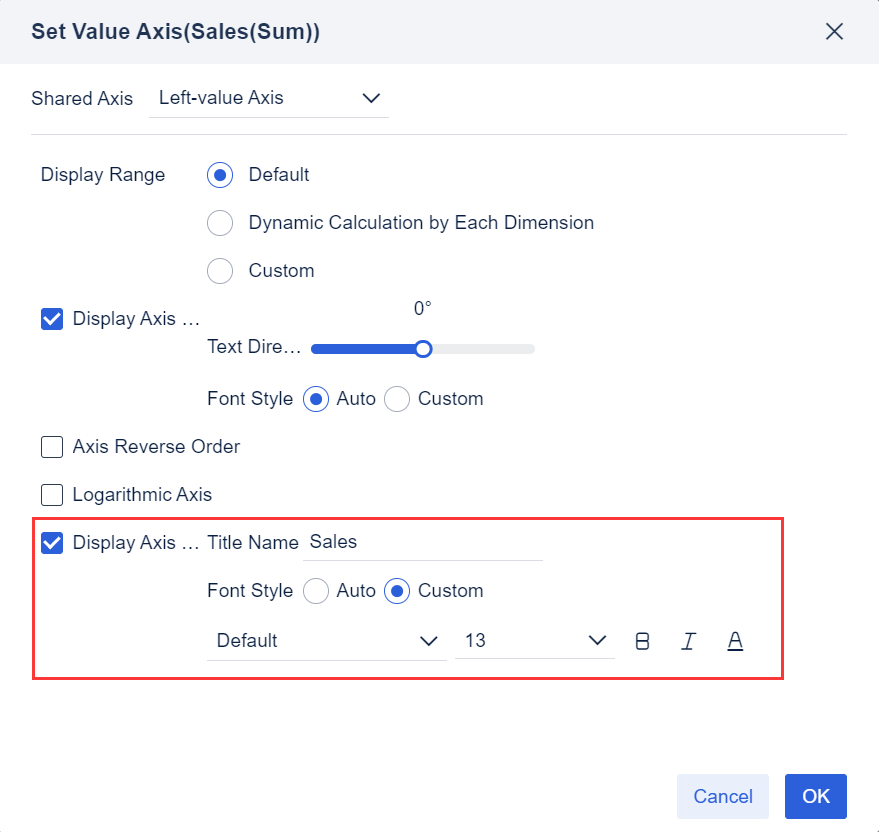 Setting Value Axis in the Chart- FineBI Help Document 7.0