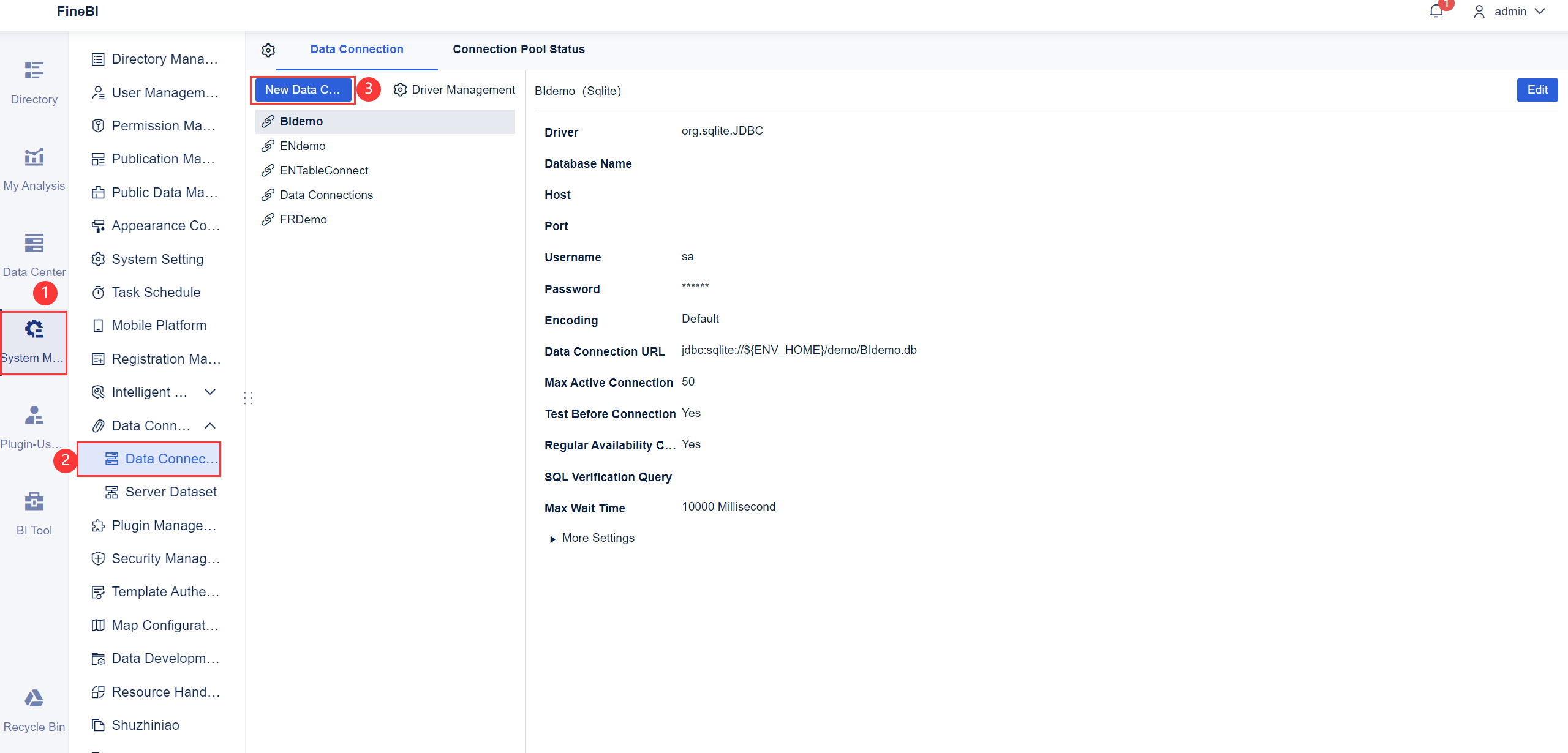 Entry-Level Data Connection Configuration- FineBI Help Document 7.0