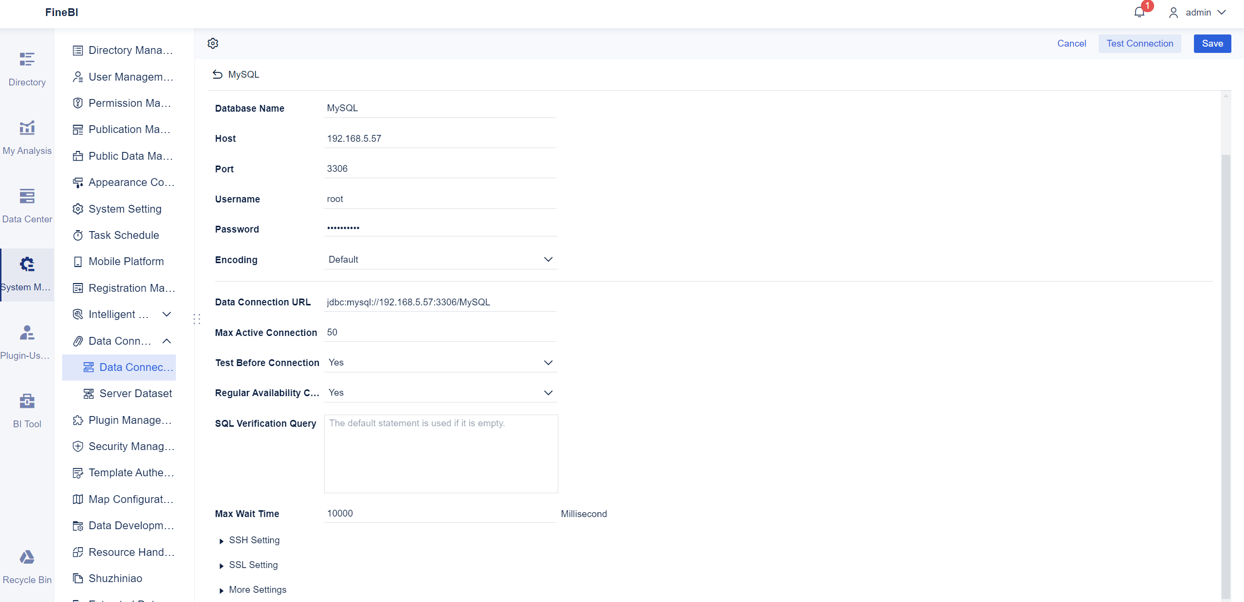 Entry-Level Data Connection Configuration- FineBI Help Document 7.0