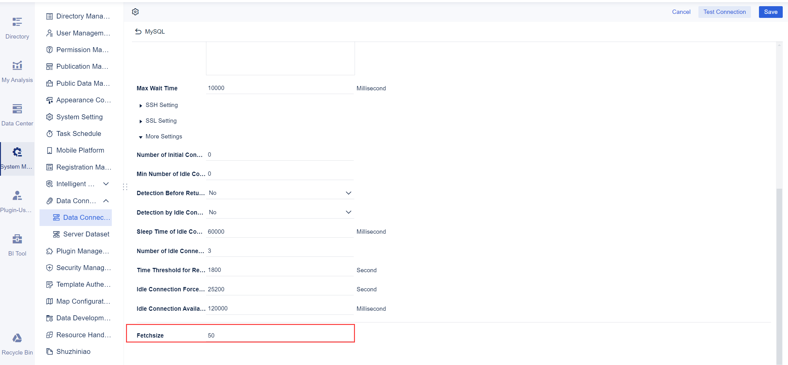 Entry-Level Data Connection Configuration- FineBI Help Document 7.0