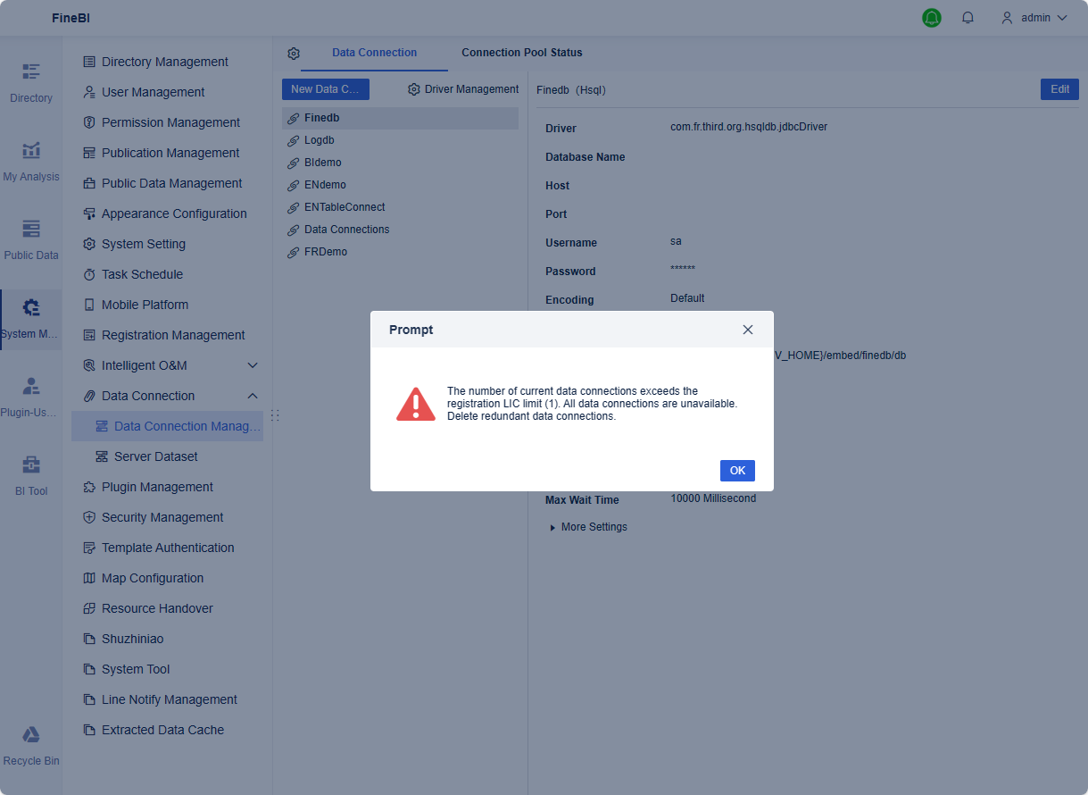 Entry-Level Data Connection Configuration- FineBI Help Document 7.0