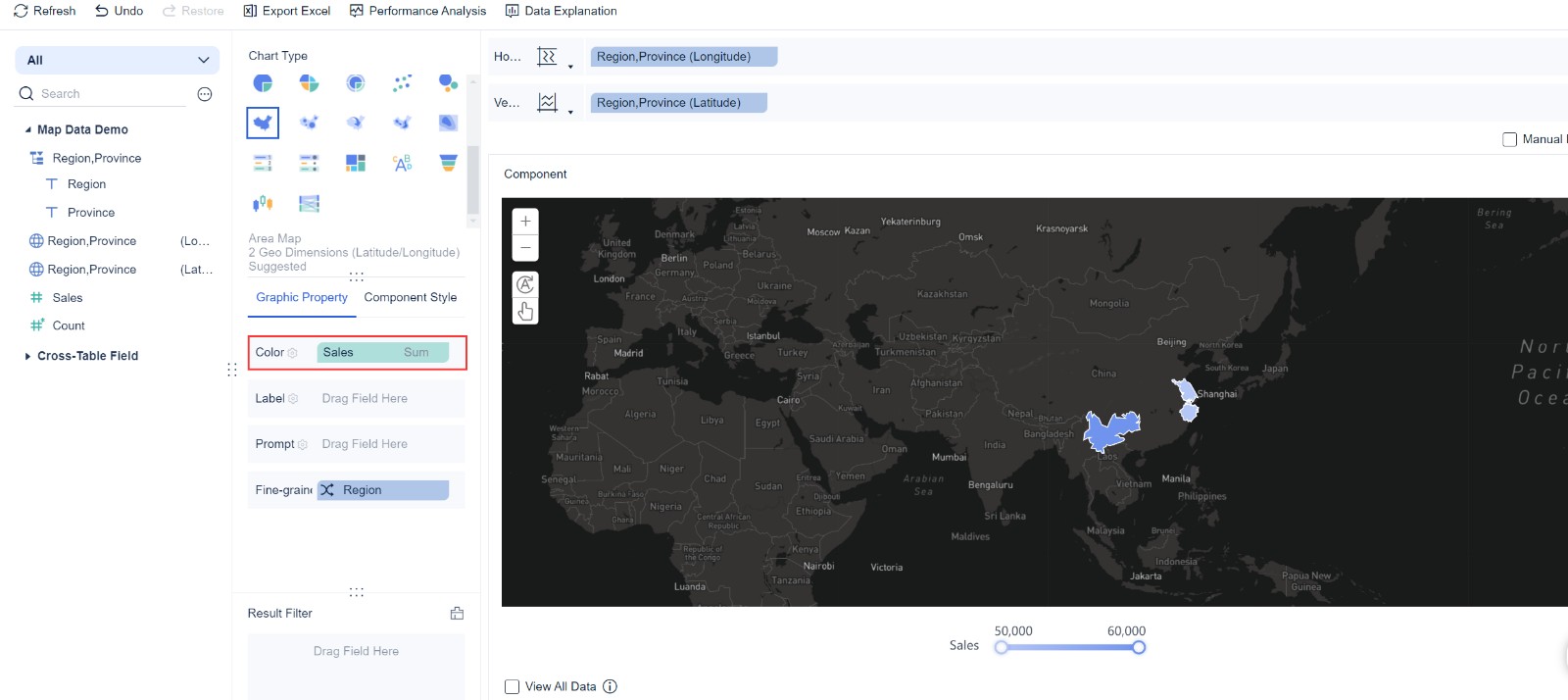 Custom Map Drilling- FineBI Help Document 7.0